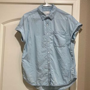 Lola River Short-Sleeve Lightweight Denim Button-Down Top